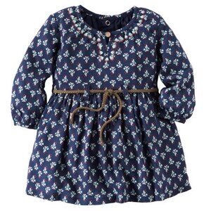 NWT Carters Navy Boho Dress with Rope Best - 12 Months